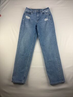American Eagle Mom Straight Jeans Light Wash Stretch Denim Women's Size 2